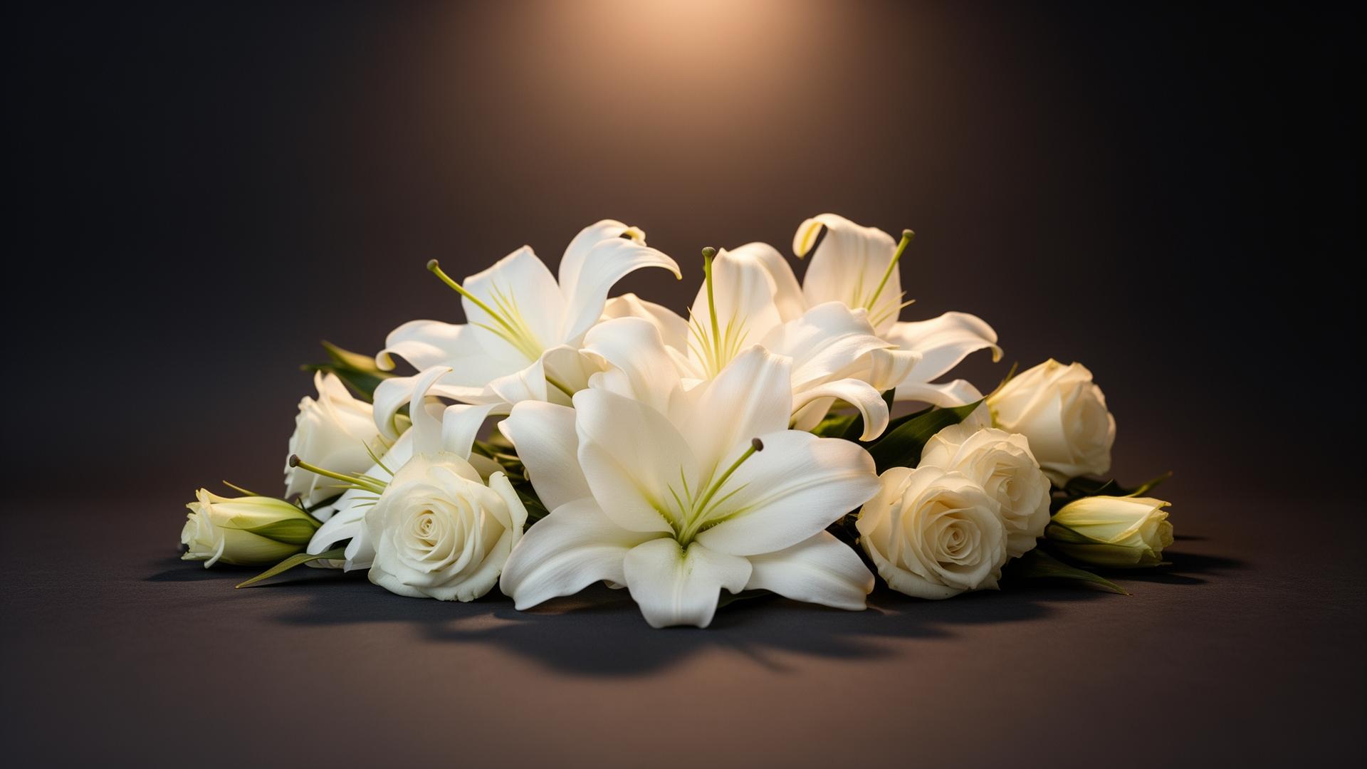 Peaceful white lily arrangement